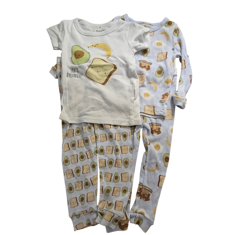 Chick Pea Pajamas Baby 9-12M Brunch Breakfast Avocado Toast Pancake 2 Set Bundle
